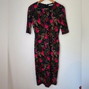 Alice and Olivia "Delora" fitted dress, Colorful floral pattern, Size 8